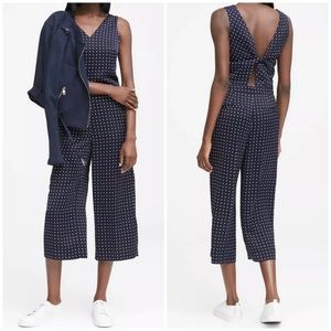 Banana Republic Satin Cropped Leg Jumpsuit - Navy